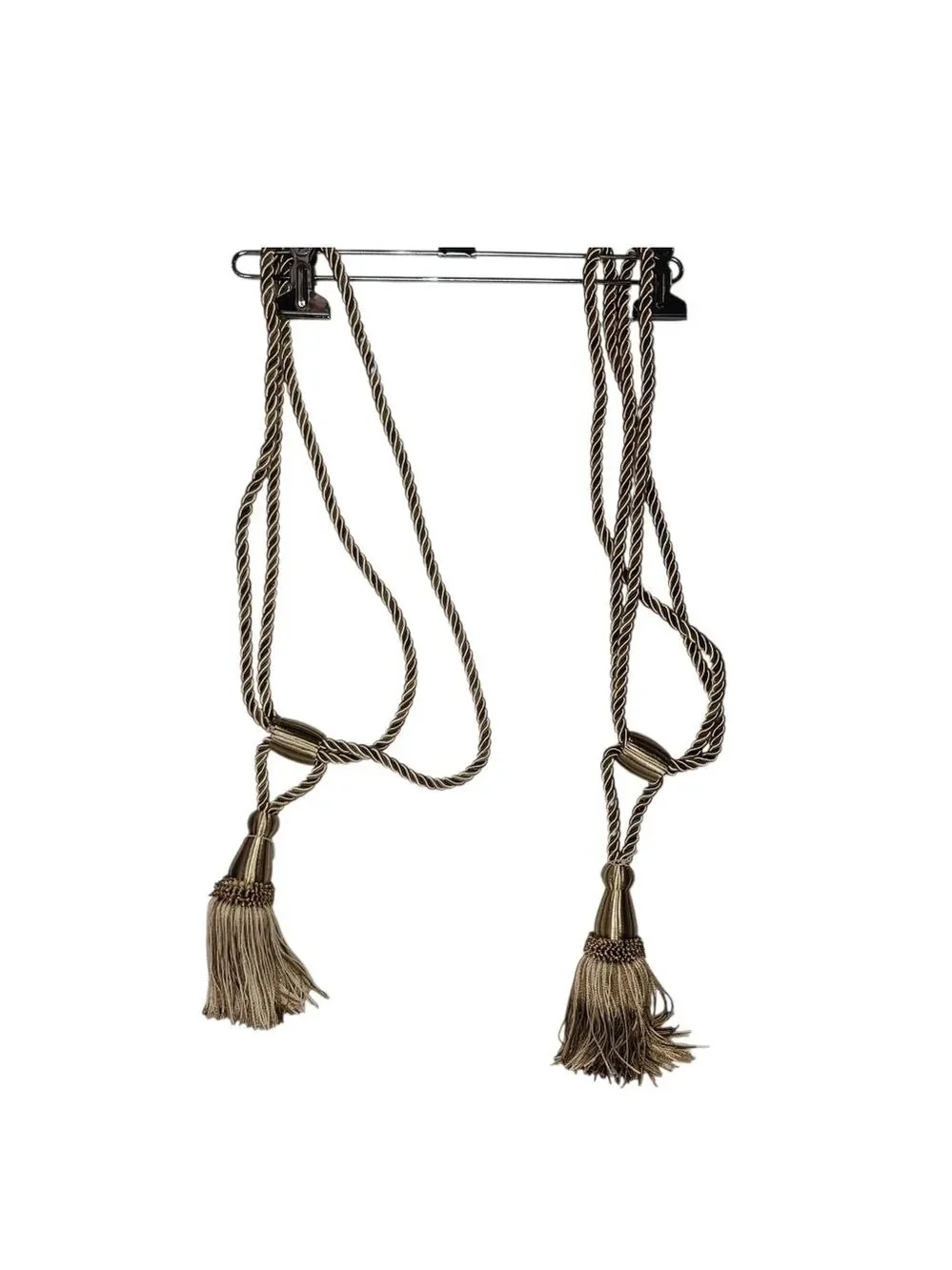 NEW Rope And Tassel Tie Backs For Window Curtains Drapes Set Of 2 Gold Ivory